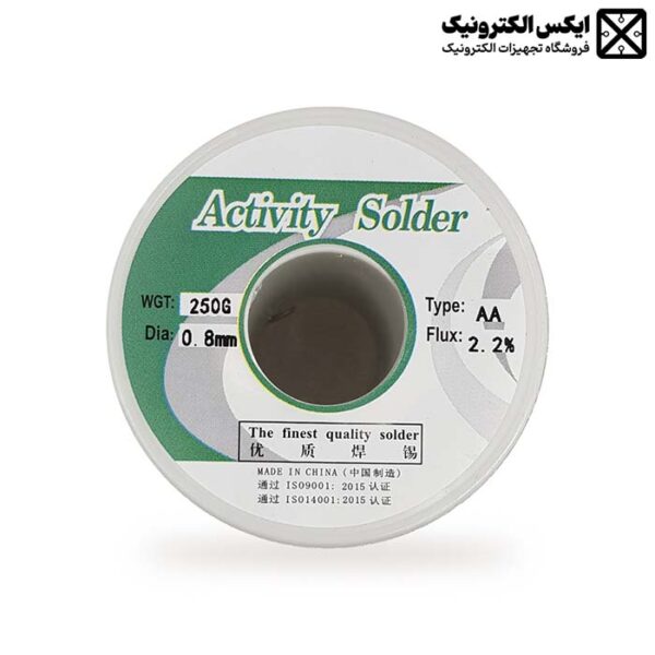 سیم لحیم 250 گرم اکتیویتی ZHONGSHI 63/37 با قطر 0.8 میلی‌متر