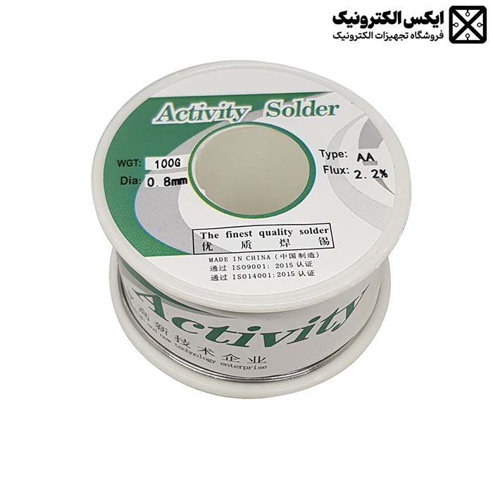 سیم لحیم 100 گرم اکتیویتی ZHONGSHI 63/37 با قطر 0.8 میلی‌متر